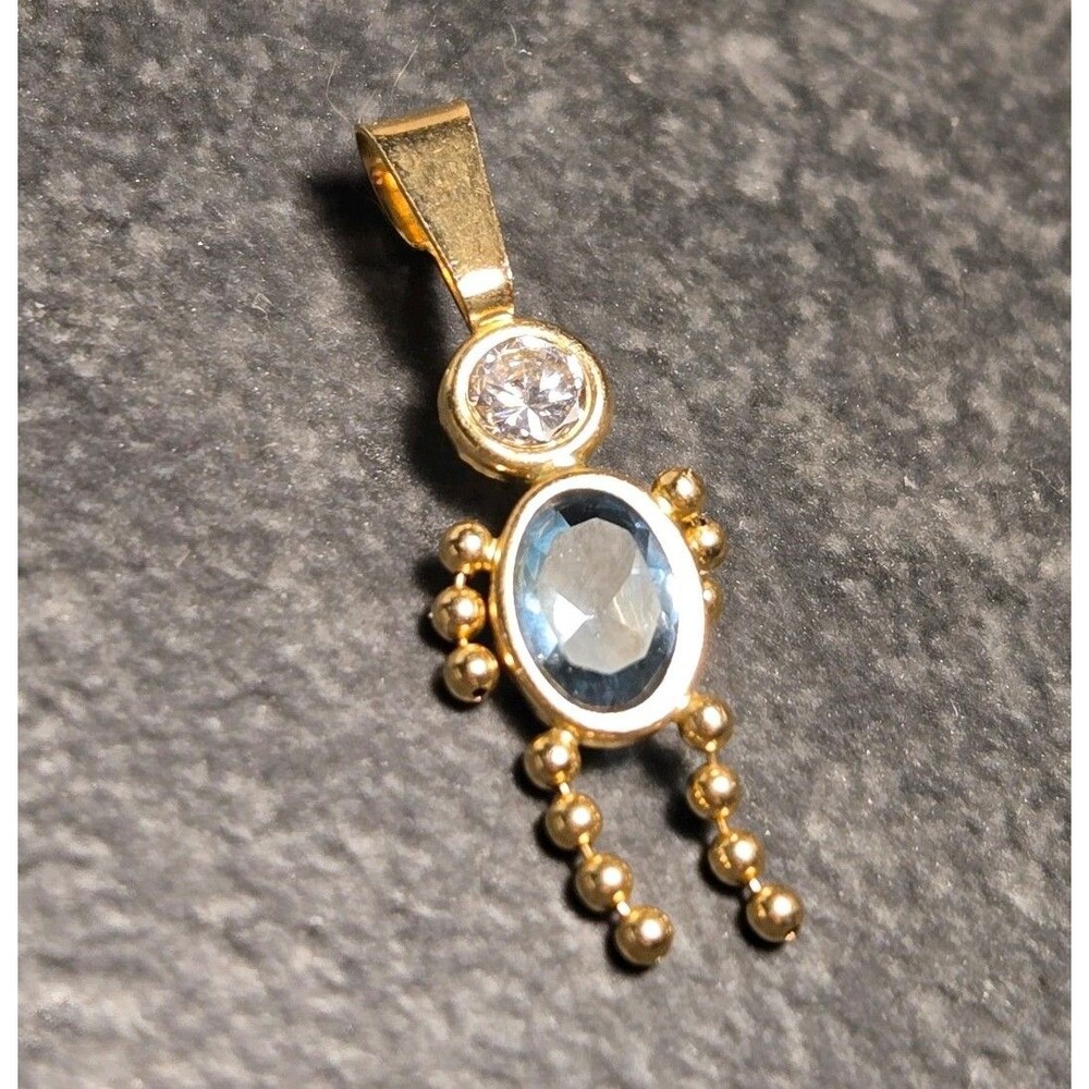 14K Gold Aquamarine Birthstone Pendant .7 Grams